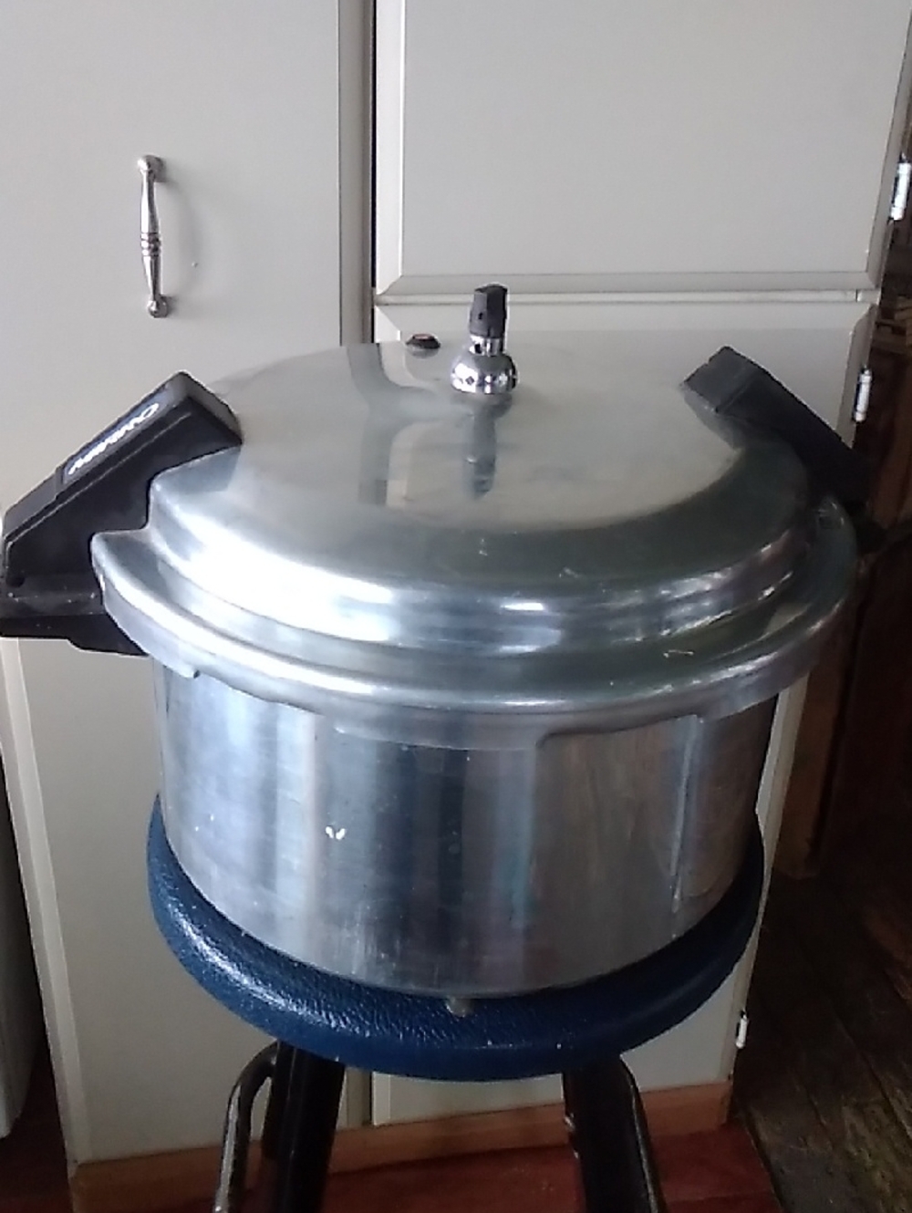 Aluminum Pressure Cooker with Black Handles - Stainless Silver Finish